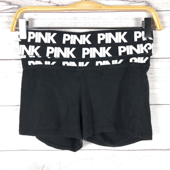PINK Victoria’s Secret black fold over shorts - Picture 1 of 5